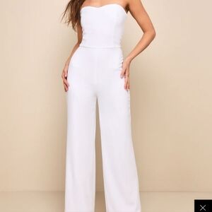 Lulu's Edith White Strapless Jumpsuit - Worn Once!